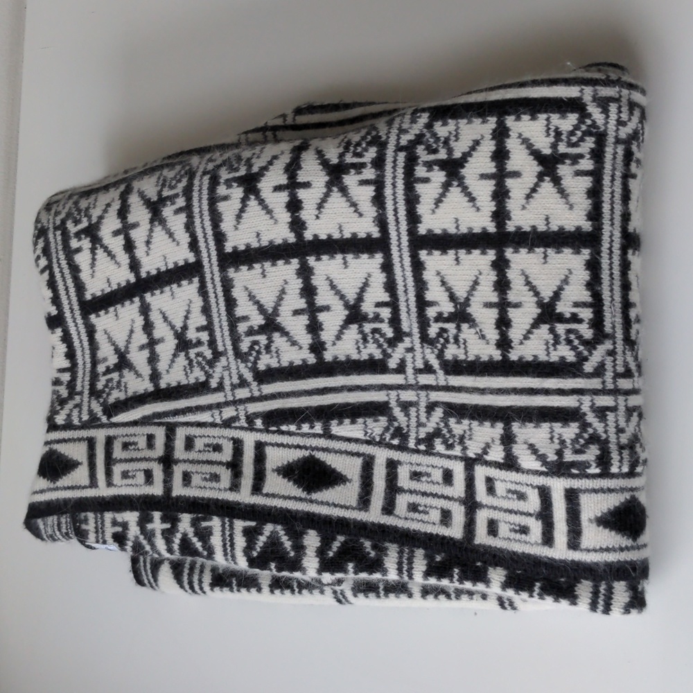 Vintage Cardigan Sweater Black White Print Women's Medium - Picture 6 of 6